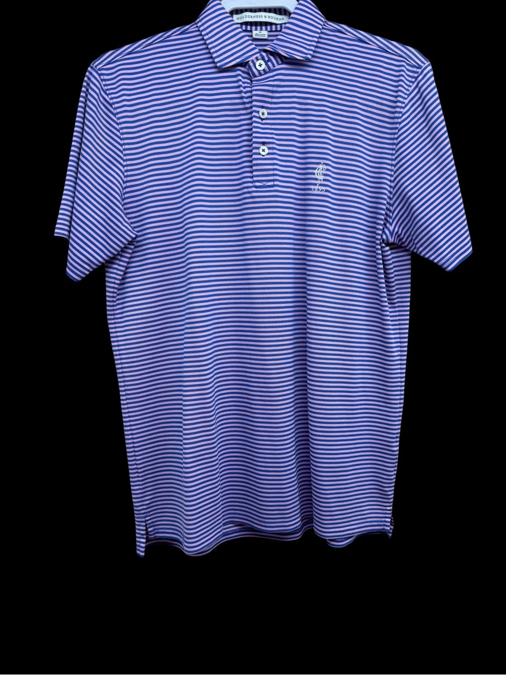 Holderness & Bourne Men’s Striped Lavender Polo with Chest Logo